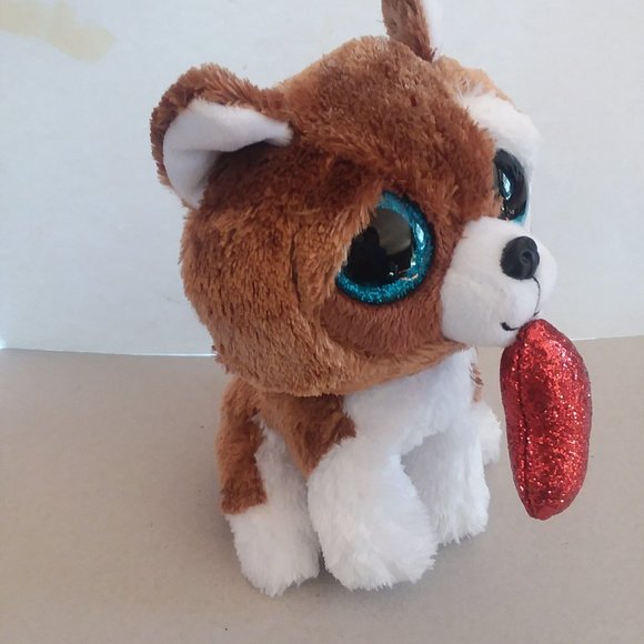 Plush Valentine Puppy Dog w/Sparkling Red Heart Stuffed Animal Toy 6.5" - Picture 3 of 8